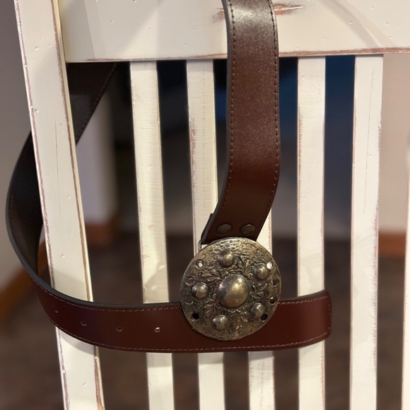 Bettina Rizzi Brass and Argentinean size 4-6 leather handcrafted belt dark brown - Picture 3 of 3